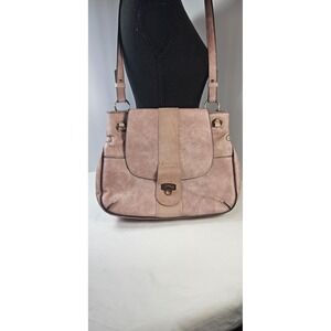 Moda‎ Luxe Blush Pink Leather Flap Crossbody Shoulder Bag Flip Lock